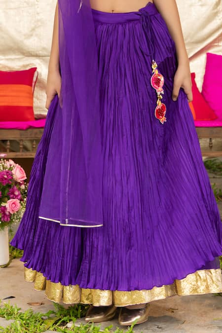 Panchhi By Kanupriya Tibrewala Purple Crinkle Embroidery, Sequins, Beads Anaar Bagh Lehenga Set Online at Aza Fashions Panchhi By Kanupriya Tibrewala_Purple Crinkle Embroidery, Sequins, Beads Anaar Bagh Lehenga Set _Online_at_Aza_Fashions