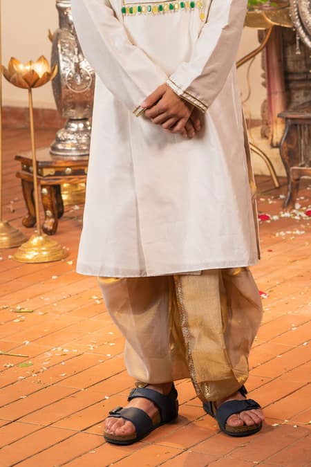 Buy Panchhi By Kanupriya Tibrewala Off White Silk Embroidery, Pearls, Stones Swarna Bagh Kurta And Dhoti Pant Set Online at Aza Fashions Buy_Panchhi By Kanupriya Tibrewala_Off White Silk Embroidery, Pearls, Stones Swarna Bagh Kurta And Dhoti Pant Set _Online_at_Aza_Fashions