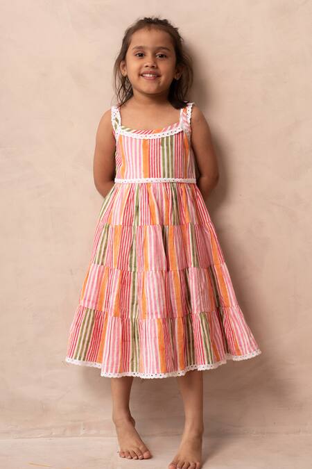 Plumcheeks_Multi Color Cotton Lace Hawa Dress _Online_at_Aza_Fashions