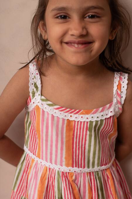 Plumcheeks_Multi Color Cotton Lace Hawa Dress _at_Aza_Fashions