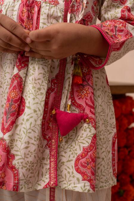 Buy_Plumcheeks_Pink Cotton Lace, Tassels Jharokha Angrakha Dhoti Pant Set _Online_at_Aza_Fashions