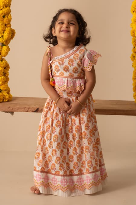 Plumcheeks Pihu One Shoulder Top & Lehenga Set 