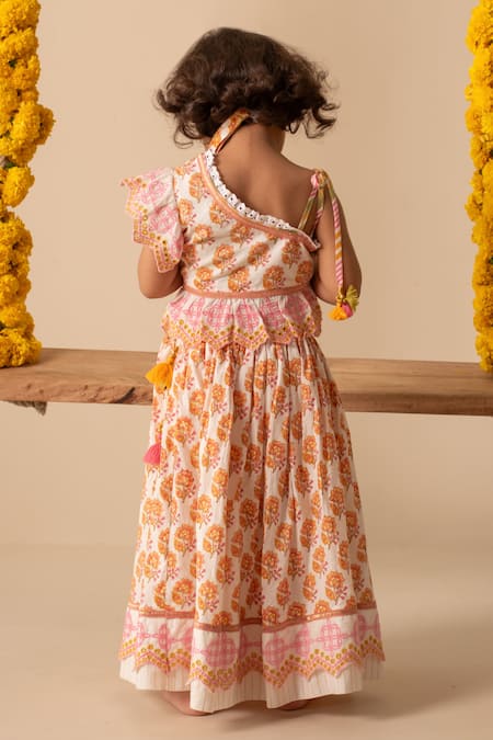 Plumcheeks Pihu One Shoulder Top & Lehenga Set 