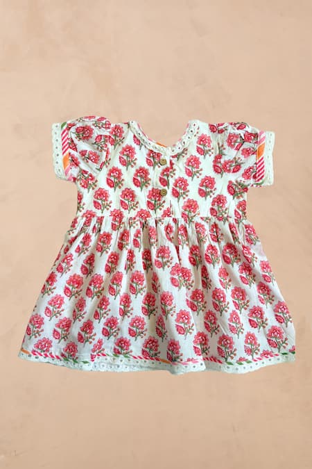 Plumcheeks Jharokha Jamna Frock & Mittens Set 