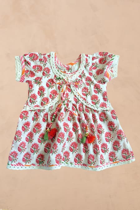 Plumcheeks Jharokha Jamna Frock & Mittens Set 