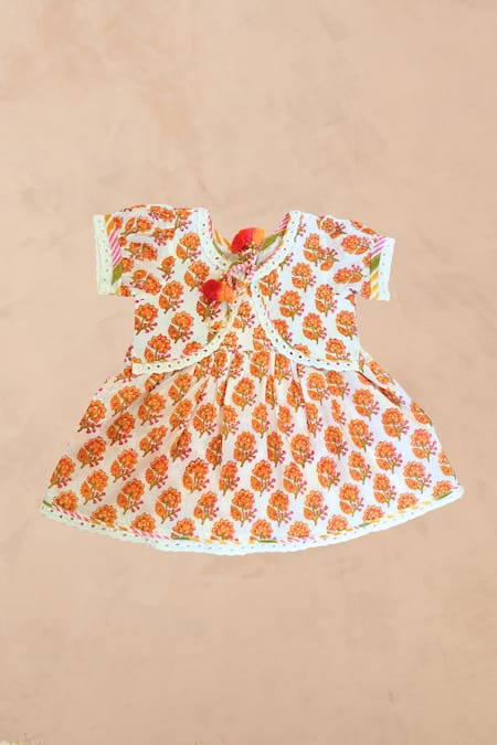 Plumcheeks Chandan Jamna Frock & Mittens Set 