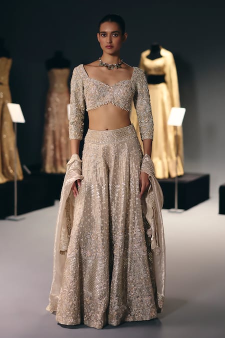 Sana Barreja The Marble Bloom Embroidered Blouse Sharara Set 