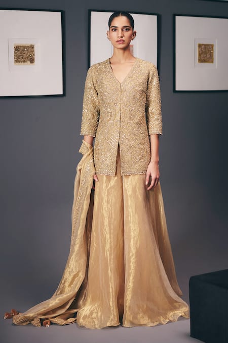 Sana Barreja Ornament Of Light Embroidered Jacket Sharara Set 