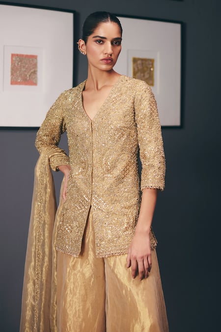 Sana Barreja Ornament Of Light Embroidered Jacket Sharara Set 
