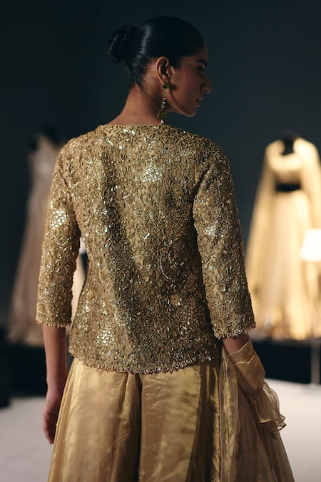 Sana Barreja Pages Of Gold Embroidered Jacket Sharara Set 