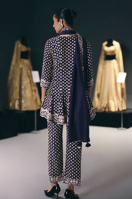 Sana Barreja Starry Night Embroidered Kalidar Kurta Set 