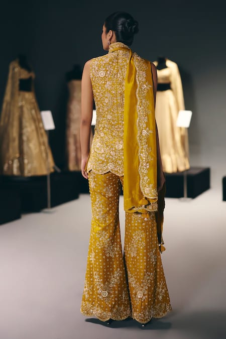 Sana Barreja Sunflowers Hand Embroidered Kurta Sharara Set 