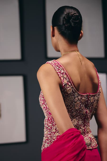 Sana Barreja The Joy Of Life Embroidered Pre-Draped Saree With Corset 