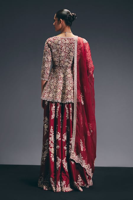 Sana Barreja The Red Studio Embroidered Peplum Kurta Set 