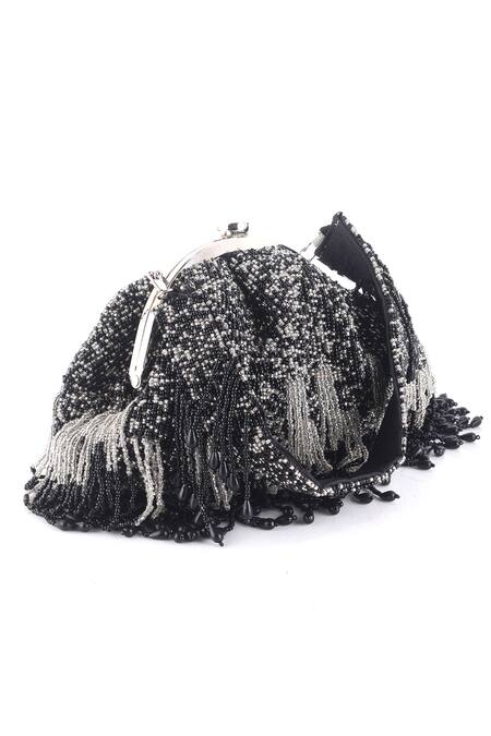 Buy Nazaakat By Samara Singh Black Beads, Tassels Beaded Fringe Batua Bag With Detachable Handle Online at Aza Fashions Buy_Nazaakat By Samara Singh_Black Beads, Tassels Beaded Fringe Batua Bag With Detachable Handle _Online_at_Aza_Fashions