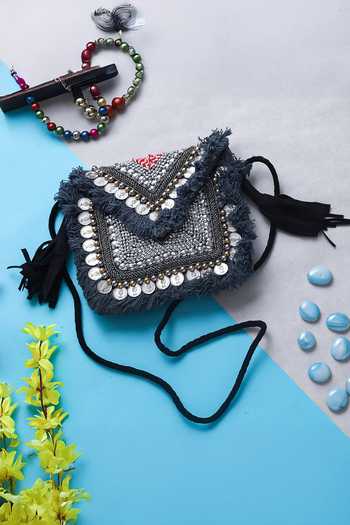 Nazaakat By Samara Singh Coin & Fringe Embellished Boho Bag 
