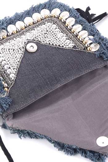 Shop_Nazaakat By Samara Singh_Black Beads, Studs, Tassels Coin And Fringe Embellished Boho Bag _Online_at_Aza_Fashions