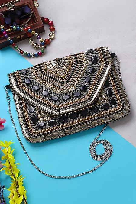 Nazaakat By Samara Singh Boho Stone & Sequin Embellished Sling Bag 