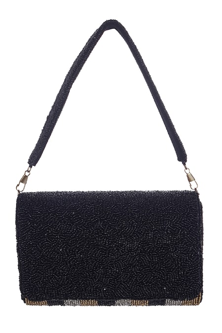 Nazaakat By Samara Singh Beaded Flap Bag with Striped Pattern