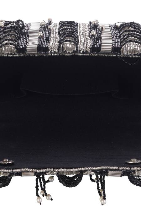 Buy_Nazaakat By Samara Singh_Black Beads, Pearls Beaded Embellished Flap Bag _Online_at_Aza_Fashions