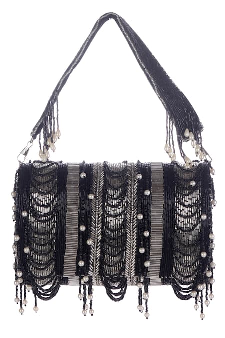 Nazaakat By Samara Singh Beaded Pearl Embellished Flap Bag 