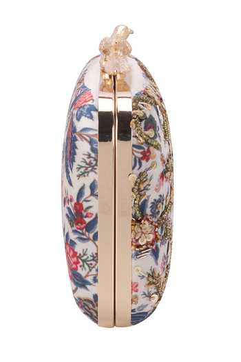 Nazaakat By Samara Singh Off White Embroidery, Sequins Floral Clutch With Bird Motif Online at Aza Fashions Nazaakat By Samara Singh_Off White Embroidery, Sequins Floral Clutch With Bird Motif _Online_at_Aza_Fashions