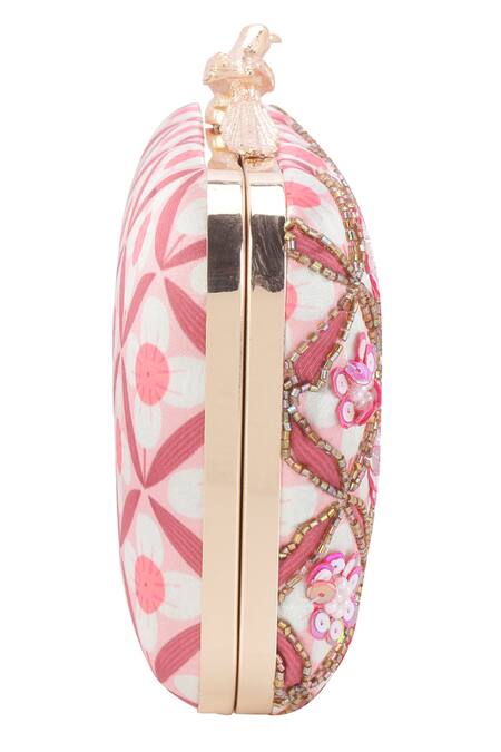 Shop_Nazaakat By Samara Singh_Pink Sequins, Beads, Embroidery And Beaded Clutch _Online_at_Aza_Fashions