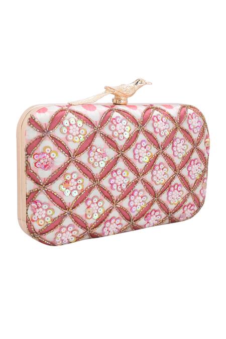 Nazaakat By Samara Singh_Pink Sequins, Beads, Embroidery And Beaded Clutch _at_Aza_Fashions