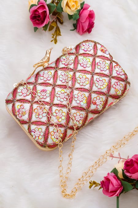 Nazaakat By Samara Singh Sequined & Beaded Embroidered Clutch 
