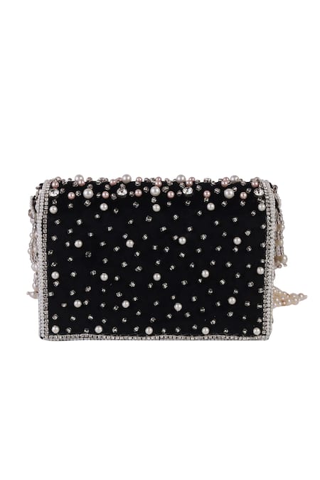 Nazaakat By Samara Singh Pearl & Stone Embellished Flap Bag 
