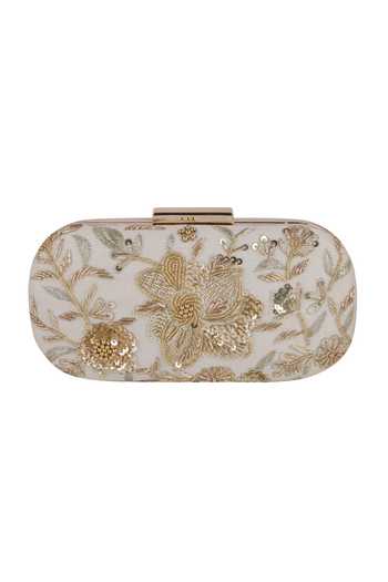 Buy Nazaakat By Samara Singh Off White Sequins, Beads, Embroidery Floral And Clutch Online at Aza Fashions Buy_Nazaakat By Samara Singh_Off White Sequins, Beads, Embroidery Floral And Clutch _Online_at_Aza_Fashions