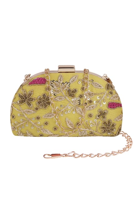Nazaakat By Samara Singh Floral Sequin & Bead Embroidered Clutch 