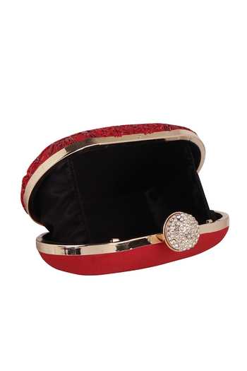 Nazaakat By Samara Singh_Red Rhinestones, Sequins, Beads Embroidered Clutch With Detachable Sling _Online_at_Aza_Fashions