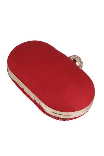 Buy_Nazaakat By Samara Singh_Red Rhinestones, Sequins, Beads Embroidered Clutch With Detachable Sling _Online_at_Aza_Fashions
