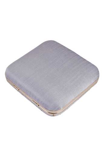 Buy_Nazaakat By Samara Singh_Gray Sequins, Embroidery, Fabric Flowers Floral And Embellished Clutch _Online_at_Aza_Fashions