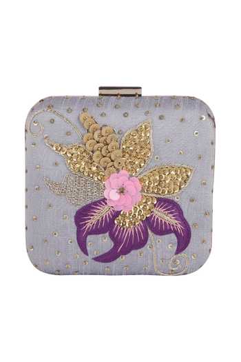 Nazaakat By Samara Singh Floral Embroidered & Sequin Embellished Clutch 