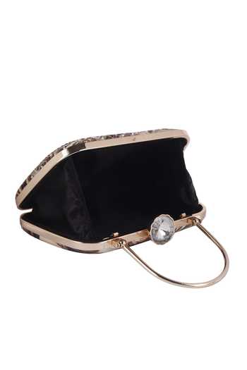 Buy_Nazaakat By Samara Singh_Brown Embroidery, Beads, Crystals, Chains Pattern Clutch With Sling _Online_at_Aza_Fashions