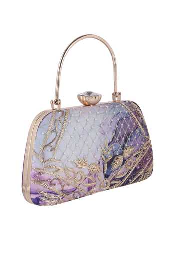 Buy_Nazaakat By Samara Singh_Purple Embroidery, Beads, Crystals, Sequins And Pearl Embellished Clutch 