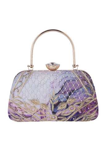Shop_Nazaakat By Samara Singh_Purple Embroidery, Beads, Crystals, Sequins And Pearl Embellished Clutch 