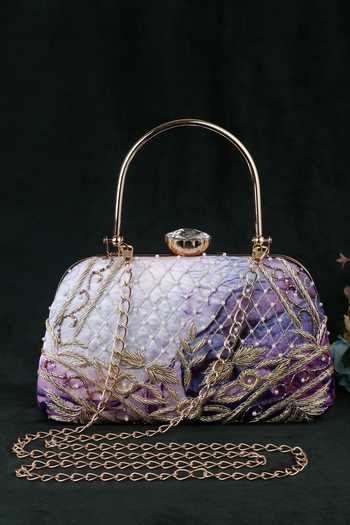 Nazaakat By Samara Singh Embroidered & Pearl Embellished Clutch 