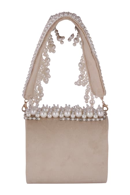 Nazaakat By Samara Singh Pearl & Crystal Embellished Flap Bag 