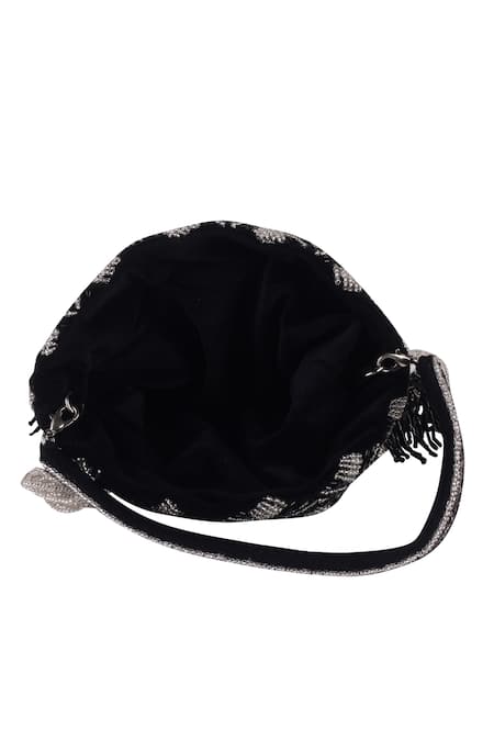 Nazaakat By Samara Singh Black Beads, Tassels Geometric Beaded Fringe Potli Bag Online at Aza Fashions Nazaakat By Samara Singh_Black Beads, Tassels Geometric Beaded Fringe Potli Bag _Online_at_Aza_Fashions