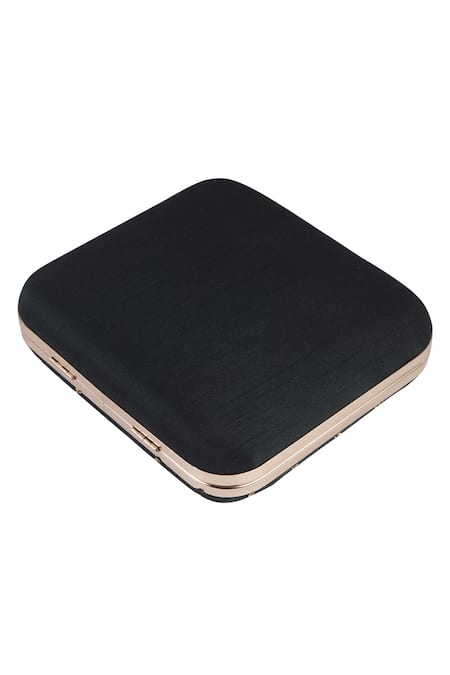 Buy_Nazaakat By Samara Singh_Black Sequins, Embroidery, Beads Floral Motif Clutch _Online_at_Aza_Fashions