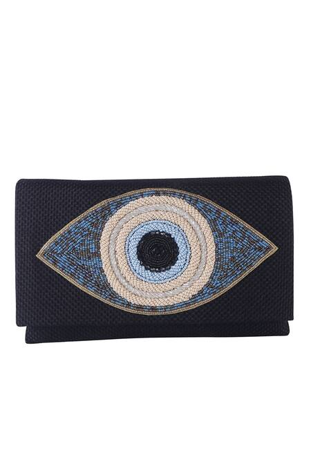 Nazaakat By Samara Singh_Black Beads Evil Eye Flap Bag _at_Aza_Fashions
