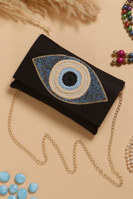 Nazaakat By Samara Singh Evil Eye Beaded Flap Bag 