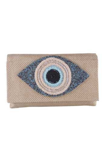 Buy_Nazaakat By Samara Singh_Beige Beads Evil Eye Flap Clutch _Online_at_Aza_Fashions