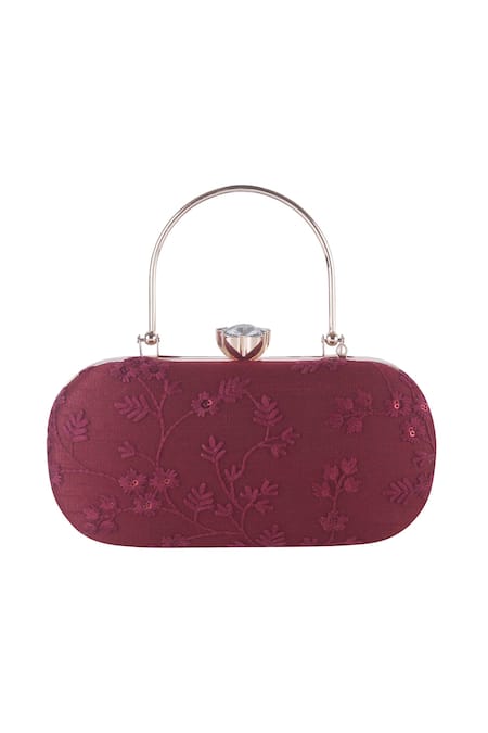 Nazaakat By Samara Singh Floral Embroidered Clutch with Detachable Handle 