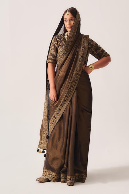 Wabi Sabi By Anshum-Ritesh Ferdous Chanderi Tissue Woven Saree & Blouse 