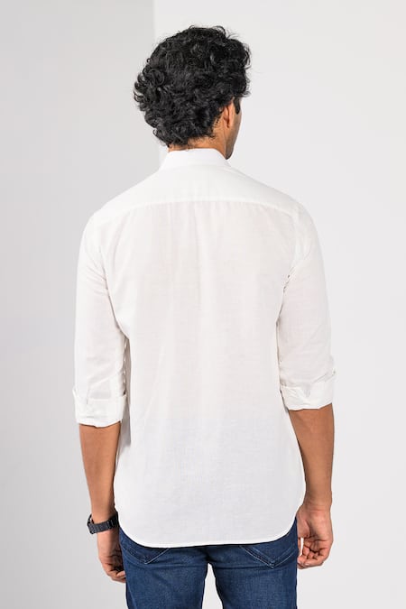 Kalpana Naik Hawaiian Turtle Embroidered Cotton Linen Shirt 