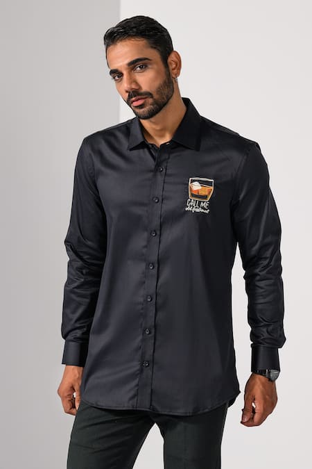 Kalpana Naik Whiskey On The Rocks Hand Embroidered Shirt 